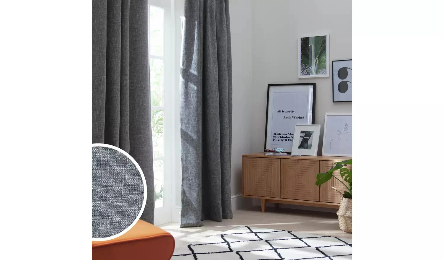 Habitat Blackout Pencil Pleat Curtains - Charcoal -117 x 137cm
