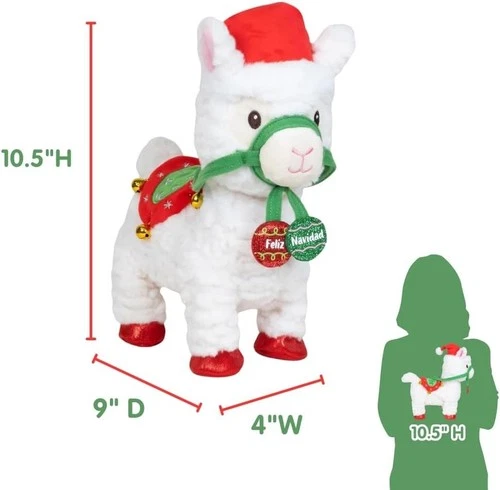 Animated Christmas Walking Musical Plush Llama Toy Plays Feliz Navidad, 10.5 in