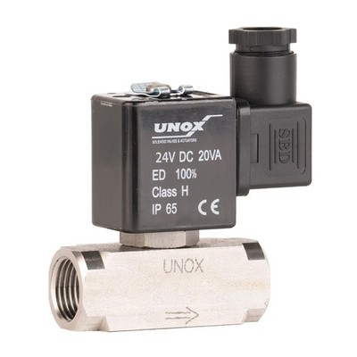 UNOX 1/2'' NPT Electric Solenoid Valve 24V DC, Stainless Steel AISI316 Control...