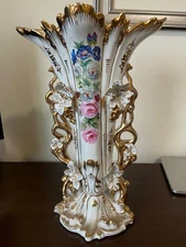 FANTASTLARGE 18" TALL ORNATE OLD PARIS ENGLISH BRIDAL SPILL VASE.  ,  # 18