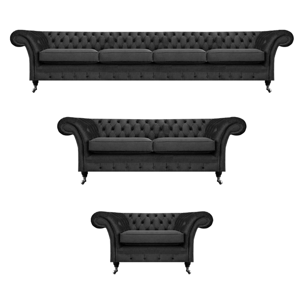 Komplett Set Chesterfield Sofas Einrichtung Sofagarnitur Sessel Wohnzimmer 4+2+1-image