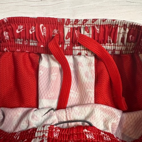 Nike Dri-Fit Standard Fit Shorts Red and White Logo Print Polyester Boys Medium - Picture 6 of 12