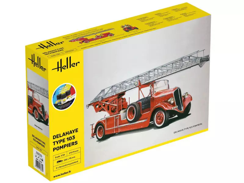 HELLER Delahaye 103 Pompiers 1/24 | Kit Maquette Complet pour Passionné d'Histoire