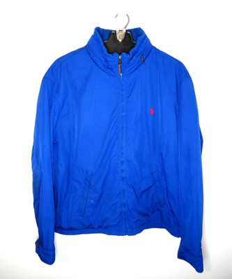 Vintage Polo Ralph Lauren Jacket XL Mens 90s Blue Fleece Coat Packable Hood