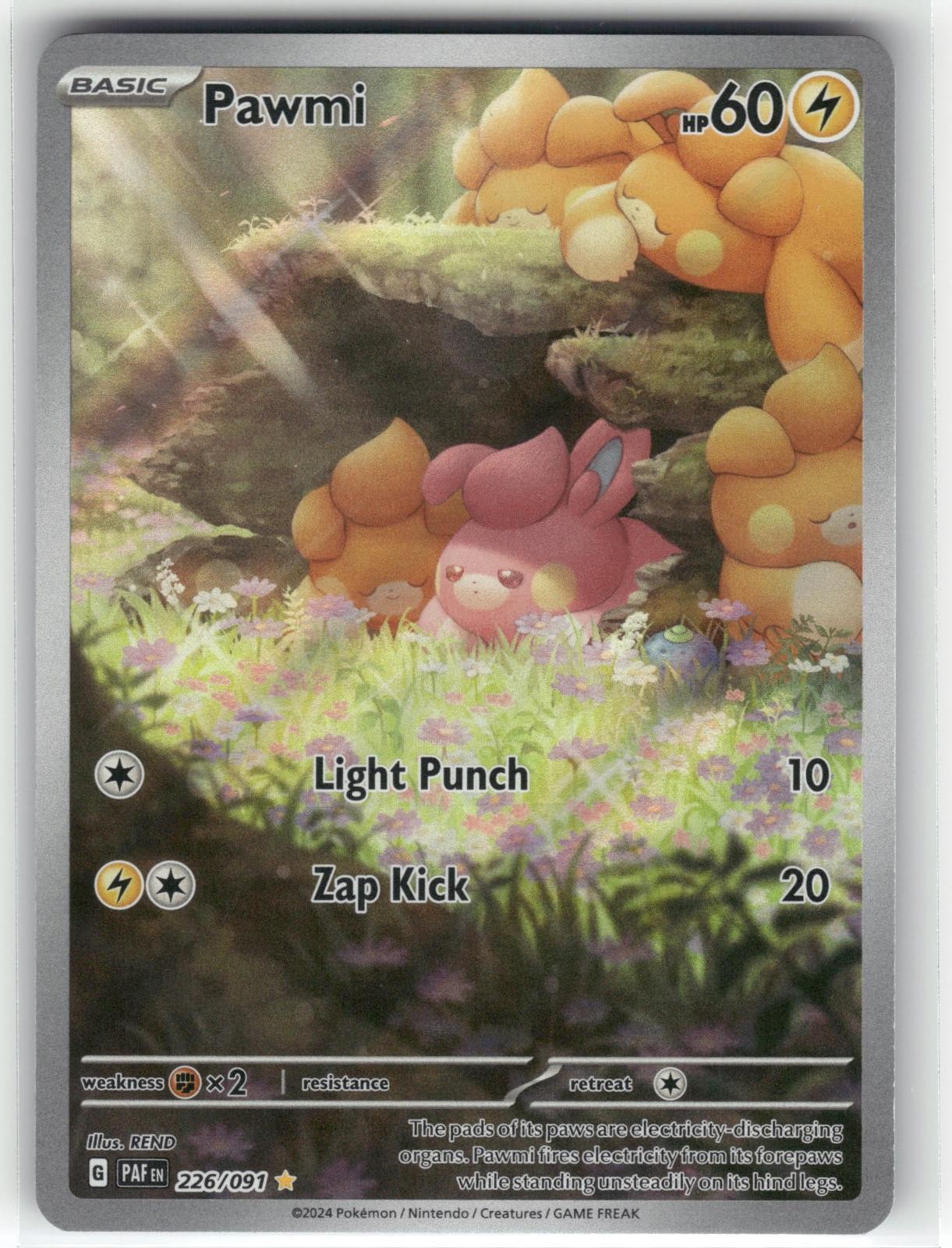 Pawmi 226/091 Illustration Rare Paldean Fates Pokemon Holo Near Mint