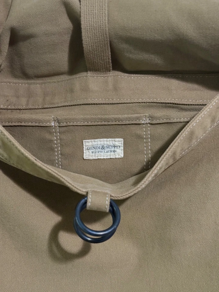 ** Редкий ** подлинный ** Ralph Lauren джинсовой ткани и поставки (TAN/KHAKI) сумка-планшет - Изображение 4 из 4