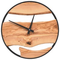 Wanduhr Braun Ø35 Cm Eisen Und Olivenholz Wohnzimmer