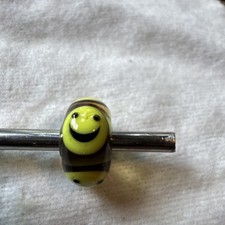 Authentic trollbeads OOAK unique glass bead smiley face 