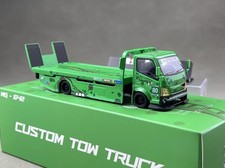 ZD MT 1:64 Green H300 Custom Tow Flatbed Truck Dinosaur Model Diecast Metal Car