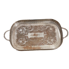 Vintage Silver Plated Gallery Serving Large Tray Handles Tea Cocktail Sheffield