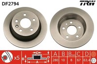 2 X Bremsscheibe TRW DF2794 FüR Mercedes-Benz Vito Kasten