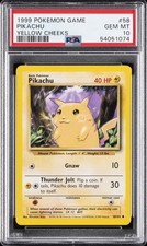 1999 POKEMON BASE SET UNLIMITED YELLOW CHEEKS #58 PIKACHU PSA 10