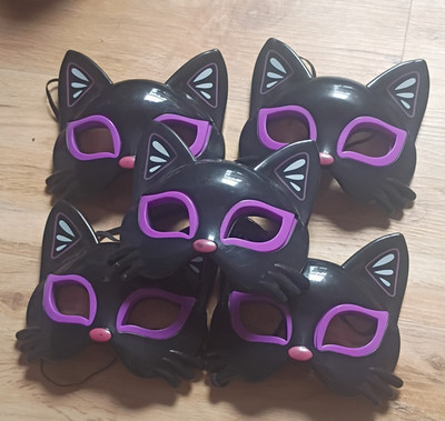LED Light-Up Cat Eyemask, Black & Purple Plastic, One Size Kids Unisex Halloween