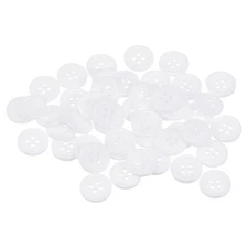 100pcs 20L Sewing Buttons 1/2" Resin Round Flat 4-Hole Craft Buttons White