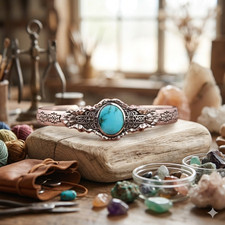 Bracciale Uomo Turchese: Bracciale Argento Sterling Inciso, Gioielli Western