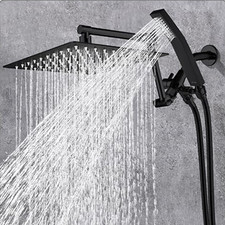 Matte Black 10 In All Metal Rain Shower Head With Handheld Combo Extension Arm