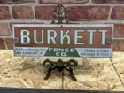 New ListingSigns Original Fence Co Advertising Gas Oil Burkett Vintage Metal Antique