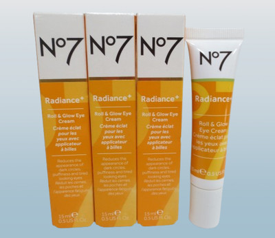 NO7 RADIANCE+ ROLL & GLOW EYE CREAM 0.5 OZ BOXED LOT OF 3