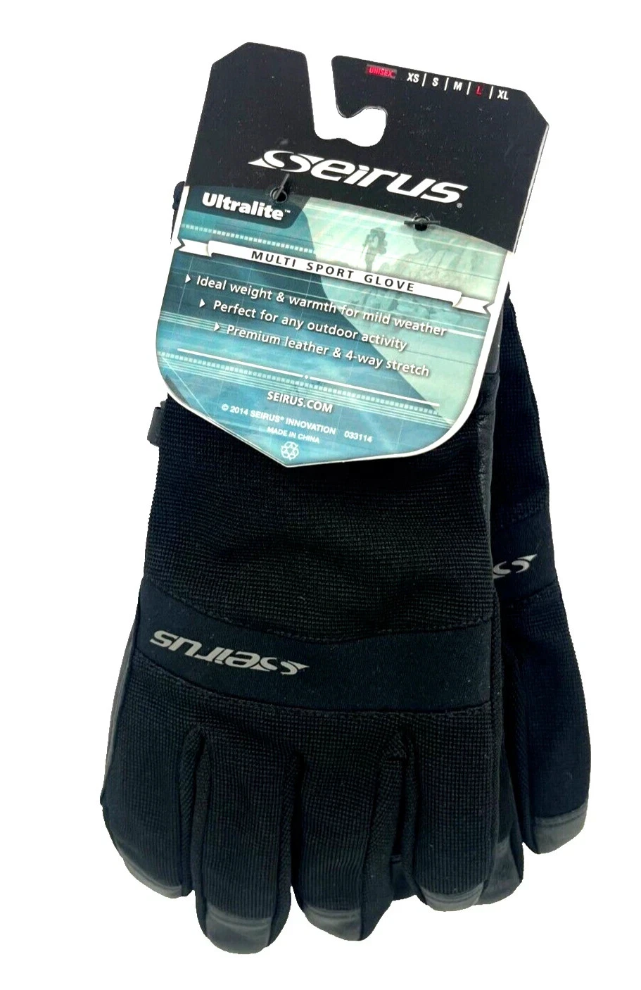 Seirus Ultralite Multi Sport Winter Glove NWT Sz L Unisex Black