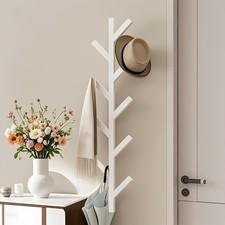 Prywot Coat Rack Wall Mounted - 9 Hooks, Hooks for Wall, 37.8"H, White