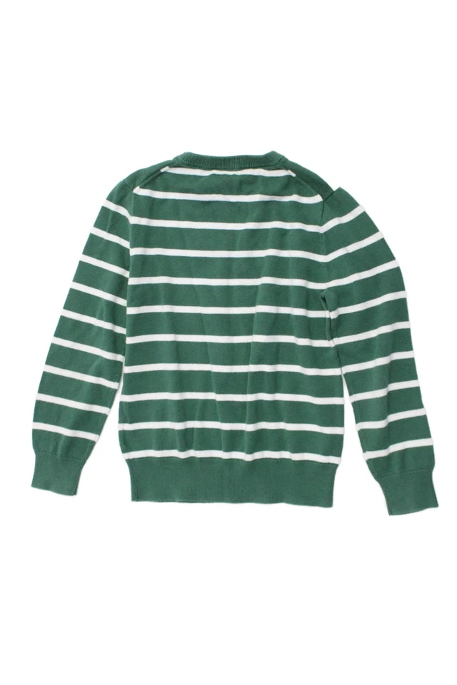 Suéter tejido cuello redondo a rayas de algodón verde talla 8-9 Crewcuts para niños Foto 2 de 4