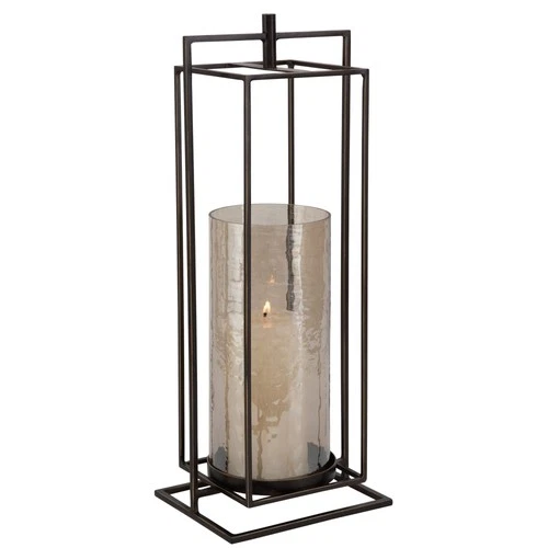 Uttermost 18106 Wenman 18.5" Tall Iron and Glass Candle Holder - Bronze - Picture 4 of 5