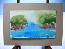 C Peterson ORIGINAL fine ART watercolor PAINTING = landscape ACEO impressionist 