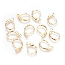 100 pcs Golden Stainless Steel Leverback Earrings Findings with Loop 16x10x1.7mm
