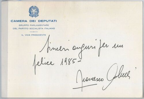 55560 - CAMERA DEI DEPUTATI: Cartoncino ufficiale firmato FRANCESCO COLUCCI 1985 - Foto 1 di 1