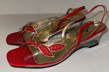 Vintage Annie Red Lucite Block Heel Open Toe Size 8 Cute Dress up Inventory SALE