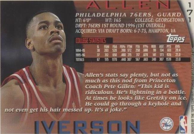 1996-97 Topps - Allen Iverson #171 for sale | eBay