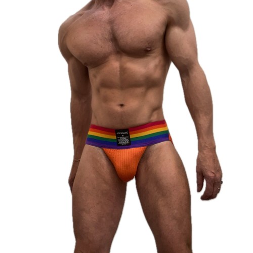 Jockmail Mens Jockstrap Rainbow Pride 3" Waist Sexy Jock strap Underwear - Picture 9 of 38