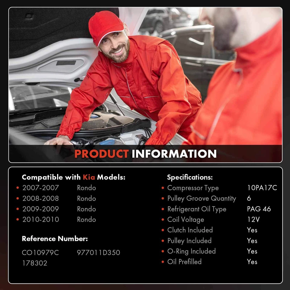 Компрессор переменного тока с 10PA17C для Kia Rondo 2007 2008-2010 V6 2,7 л от 5/28/2007 - Изображение 3 из 4