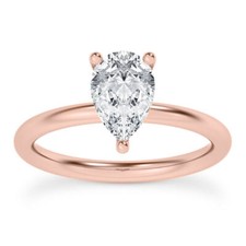 0.92 Carat Pear Shape VS2 D Solitaire Diamond Engagement Ring 14K Rose Gold