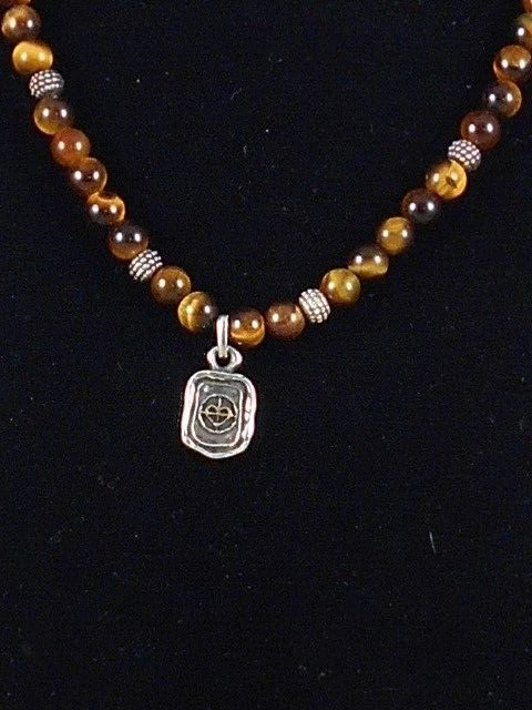 Collar Brighton Placa Plata FERRARA VIRTURE BELLOTA Ojo de Tigre Cuentas JM6213 Foto 3 de 3