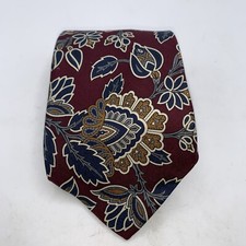 Jos. A. Bank Red 100% Silk Neck Tie USA Made Hand Printed Italy Collection
