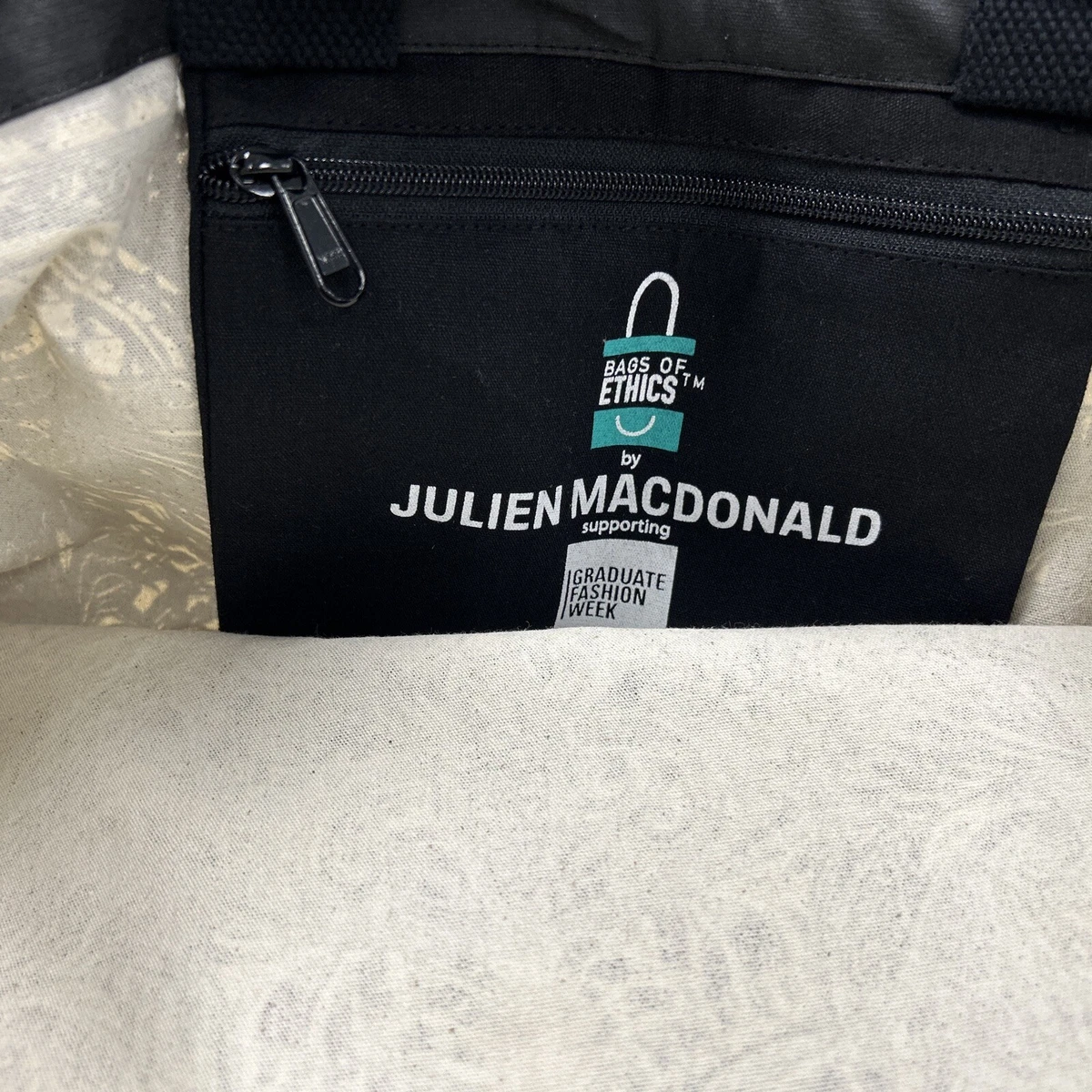 Julien Macdonald Limited Edition Reusable Black Canvas Tote Handbag Shopping