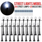 20pcs/Set LCX04 Model Railway Lamppost Lamps Mini  LEDs Street Lights