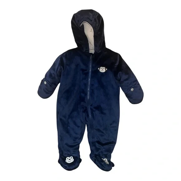 Carters Baby Blue Plush Pram with Monkey Snow Suit 6-9 Month NWT