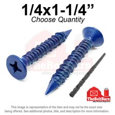 1/4x1-1/4" Flat Head Phillips Piercing Point Concrete Screws Masonry Blue