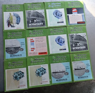 1954 The Marine Engineer & Naval Architect (12 Magazines)