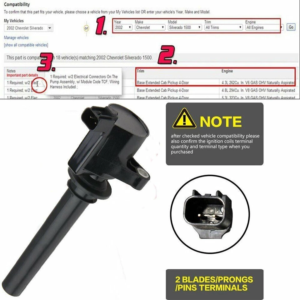 Bobinas de encendido 6 piezas para Ford Escape Mazda Mercury 3,0 L V6 DG500 FD502 2001-2007 Foto 3 de 4