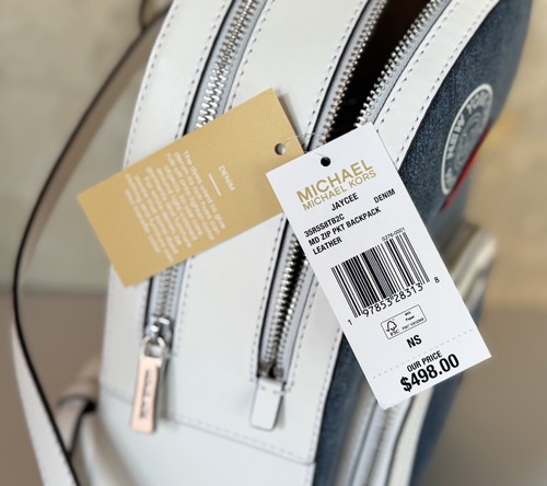 MICHAEL KORS JAYCEE MEDIUM ZIP POCKET BACKPACK EMBELLISHED DENIM/WHITE - 第 7/12 張圖片