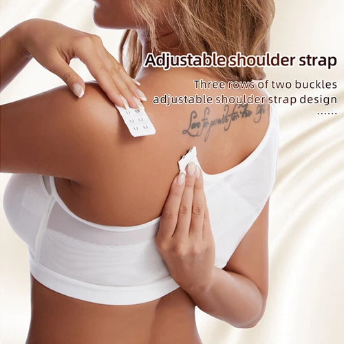 Women's Posture Corrector Bra Wireless Back Support Lift Up Front Closure Bra UK - Picture 9 of 24
