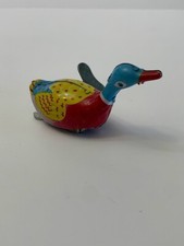 Antique Tin Litho Clockwork Windup Swimming Duck Toy Made In China