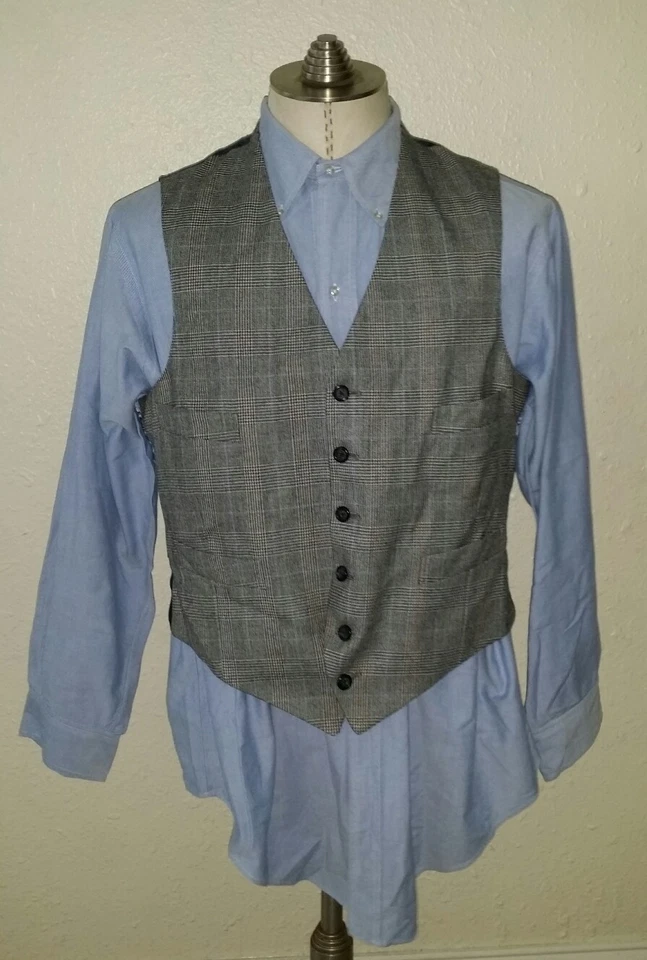 40S H. FREEMAN Gris Azul Glen Check Tweed Lana Chaleco Abrigo Deportivo Blazer Chaqueta Foto 3 de 4