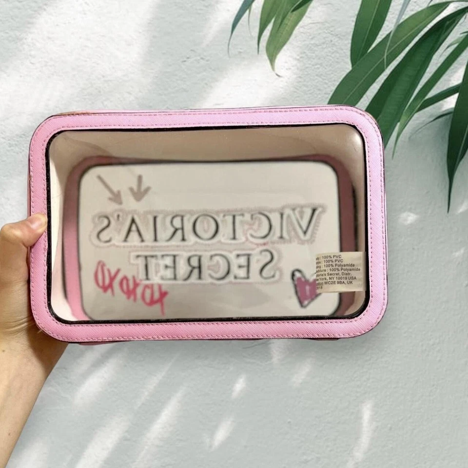 Y2K Nuevo Victoria Secret Rosa Corazón Transparente Medio Amor Bolsa/Bolso de Viaje Foto 2 de 4