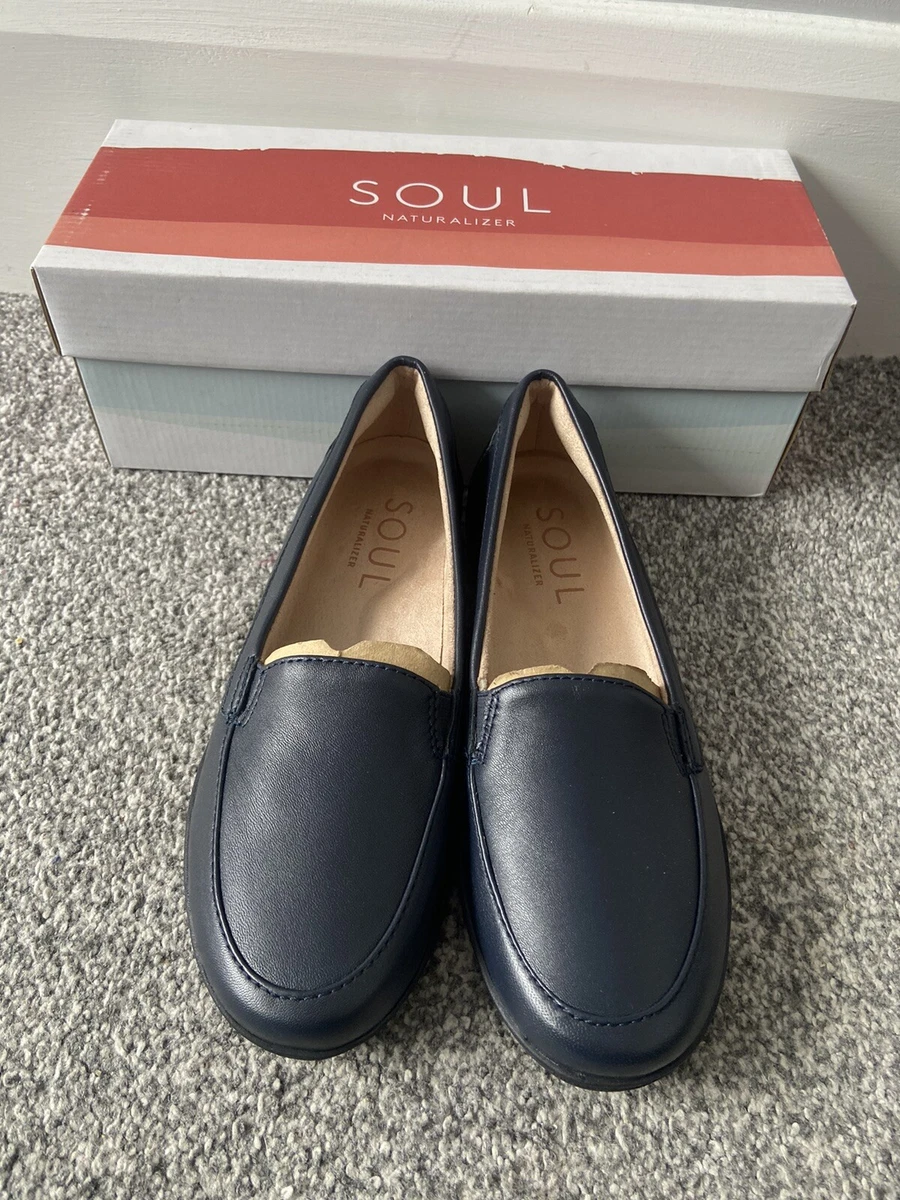 BNIB Soul Naturalizer Kacy Navy Blue Leather Loafer Flats Shoes UK Size 3.5 NEW