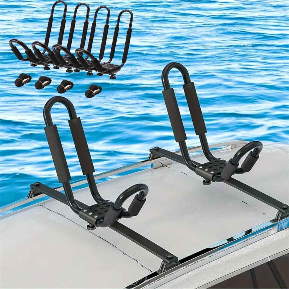 4pcs Heavy Duty J-Bar Kayak Roof Rack Top Mount Carrier w/Ratchet
