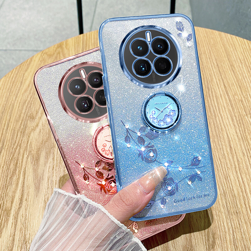 For Realme 12 Pro+ Luxury Bling Glitter Clear Ring Holder Soft TPU Case Cover
